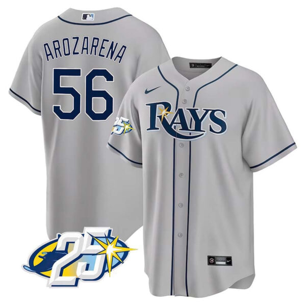 Men's Tampa Bay Rays 25th Anniversary Patch Cool Base V2 Jersey - All Stitched - Image 19
