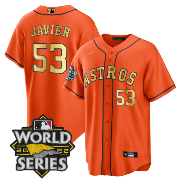 Astros 2023 World Series Orange Gold Jersey - All Stitched - Image 7