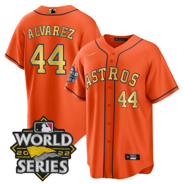Astros 2023 World Series Orange Gold Jersey - All Stitched - Image 4