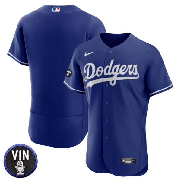 Men's Dodgers Vin Scully Patch Flex Base Jersey - All Stitched - Image 36
