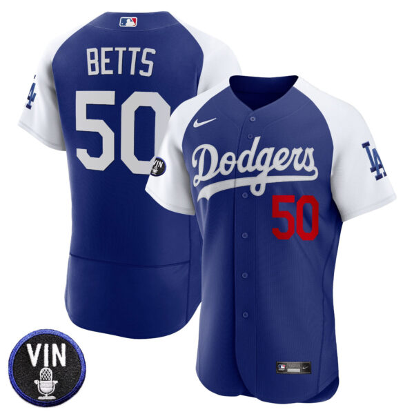 Men's Dodgers Vin Scully Patch Flex Base Jersey - All Stitched - Image 11