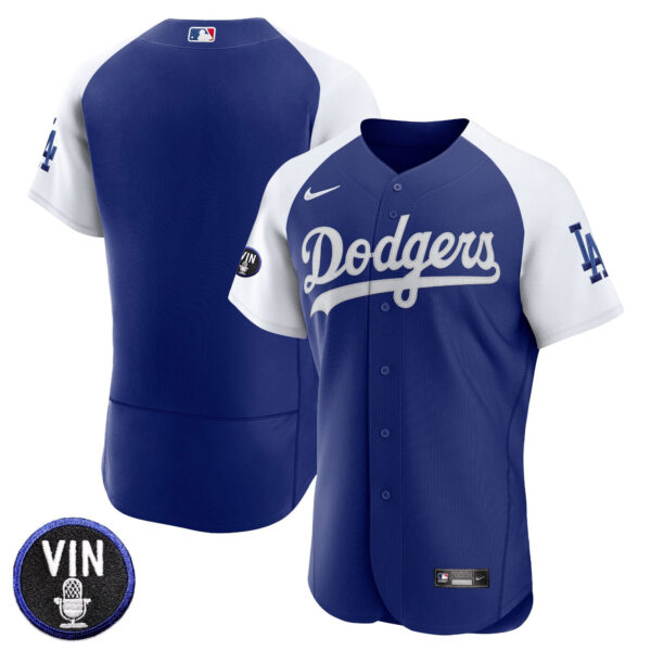 Men's Dodgers Vin Scully Patch Flex Base Jersey - All Stitched - Image 18