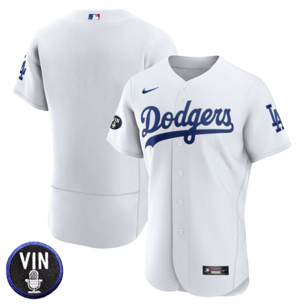 Men's Dodgers Vin Scully Patch Flex Base Jersey - All Stitched - Image 27
