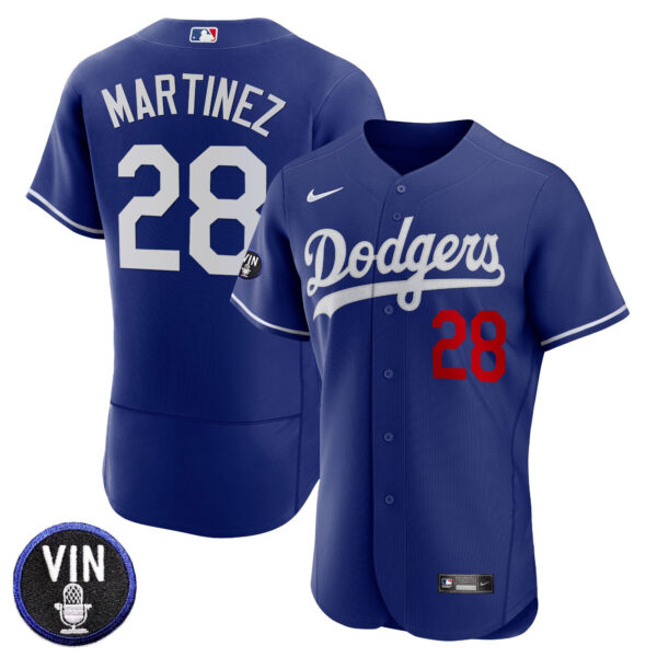 Men's Dodgers Vin Scully Patch Flex Base Jersey - All Stitched - Image 33