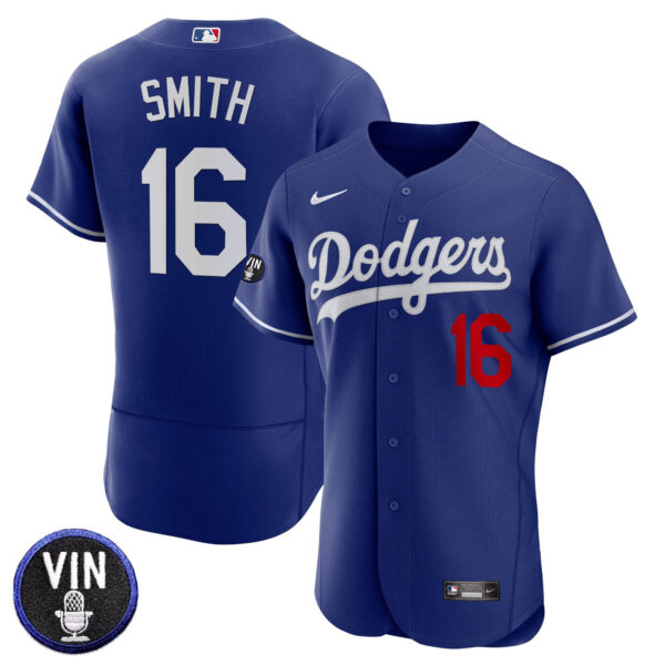 Men's Dodgers Vin Scully Patch Flex Base Jersey - All Stitched - Image 31