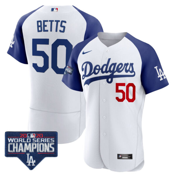 Men's Dodgers World Series Champions Patch Flex Base Jersey - All Stitched - Image 2