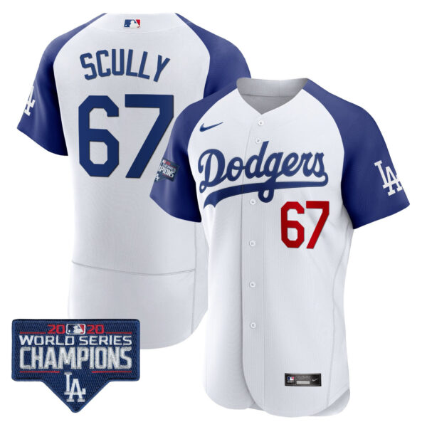 Men's Dodgers World Series Champions Patch Flex Base Jersey - All Stitched - Image 3