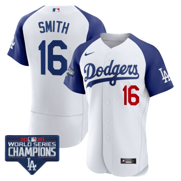 Men's Dodgers World Series Champions Patch Flex Base Jersey - All Stitched - Image 4
