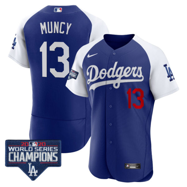 Men's Dodgers World Series Champions Patch Flex Base Jersey - All Stitched - Image 14