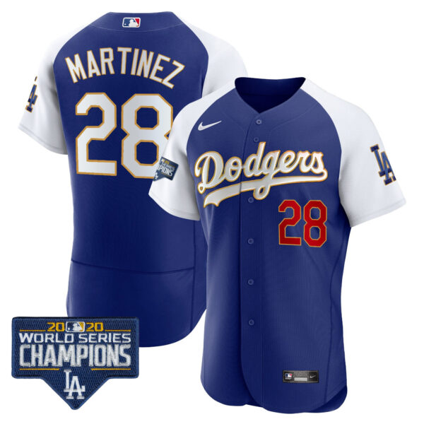 Men's Dodgers World Series Champions Patch Flex Base Gold Trim Jersey - All Stitched - Image 15