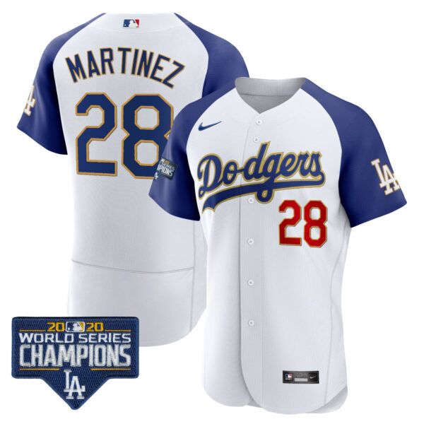 Men's Dodgers World Series Champions Patch Flex Base Gold Trim Jersey - All Stitched - Image 6