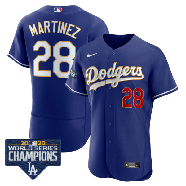 Men's Dodgers World Series Champions Patch Flex Base Gold Trim Jersey - All Stitched - Image 33