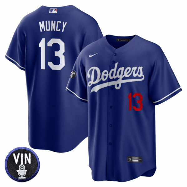 Men's Dodgers Vin Scully Patch Cool Base Jersey - All Stitched - Image 32