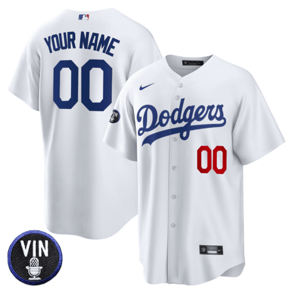 Dodgers Vin Scully Patch Cool Base Custom Jersey - All Stitched - Image 7
