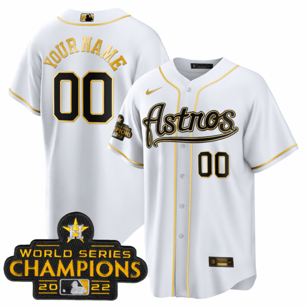 Astros Champions & Throwback Patch Gold Custom Jersey V2 - All Stitched - Image 5