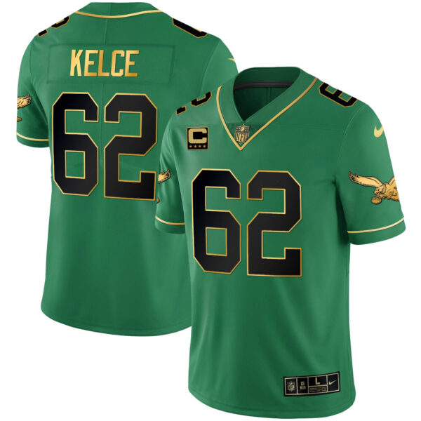 Youth's Eagles Kelly Green Gold Jersey - All Stitched - Image 16
