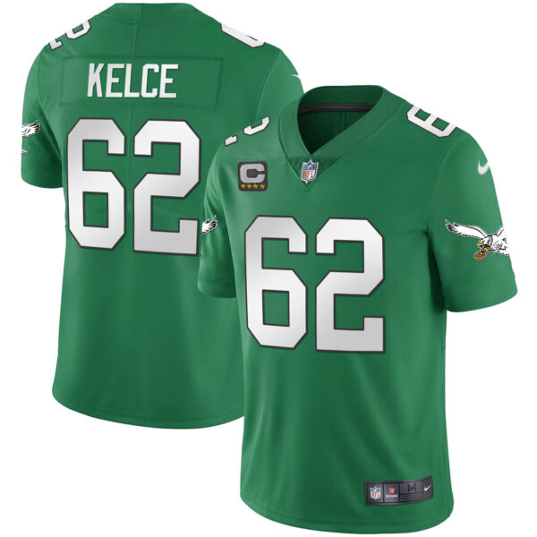 Youth's Eagles Kelly Green Gold Jersey - All Stitched - Image 7