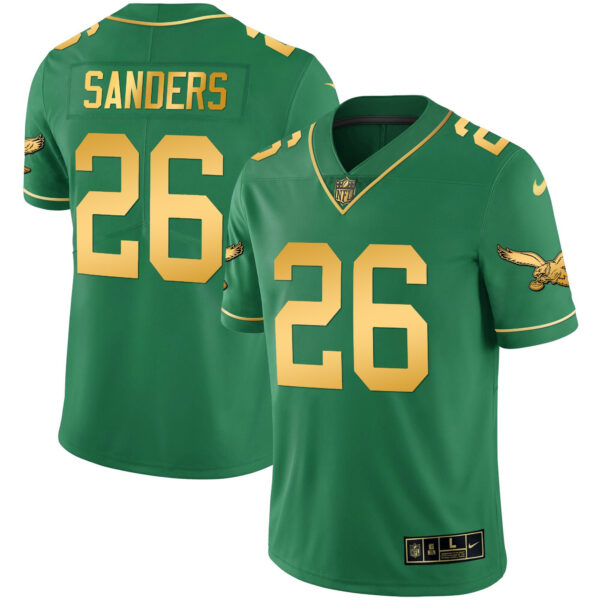 Youth's Eagles Kelly Green Gold Jersey - All Stitched - Image 45