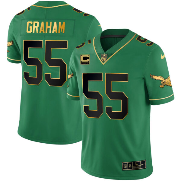 Youth's Eagles Kelly Green Gold Jersey - All Stitched - Image 13