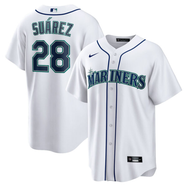 Seattle Mariners Cool Base Jersey - White - All Stitched - Image 4