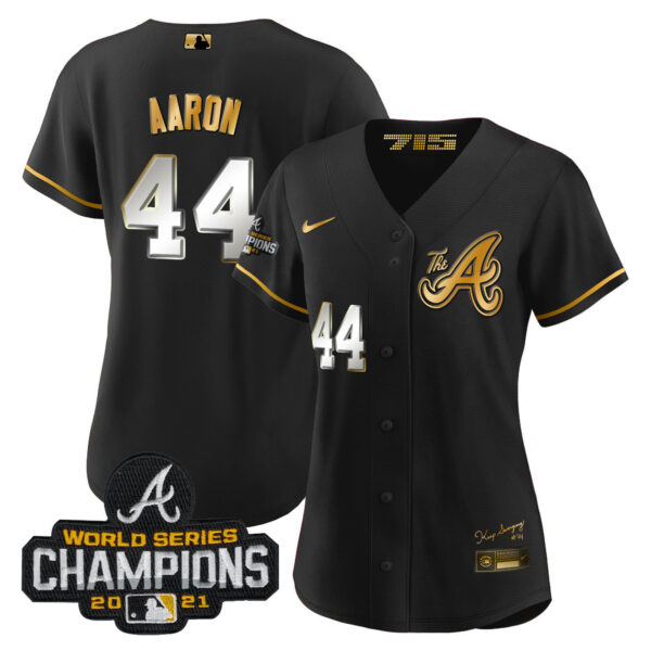 Women's Atlanta Braves Champions City Connect Gold Jersey - All Stitched - Image 18