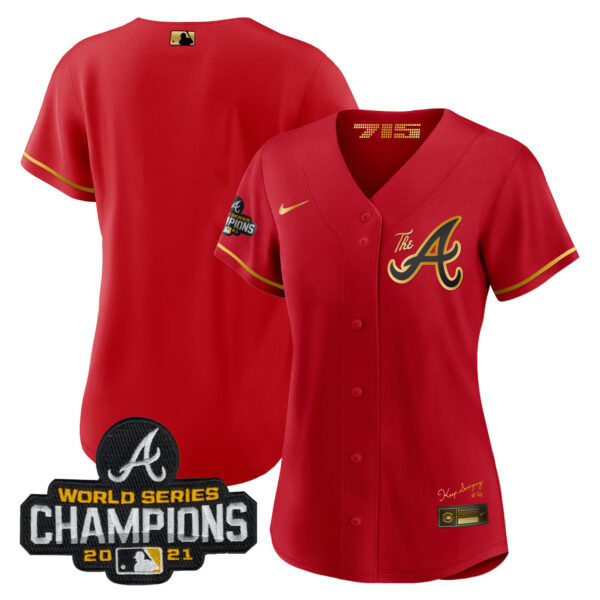 Women's Atlanta Braves Champions City Connect Gold Jersey - All Stitched - Image 30