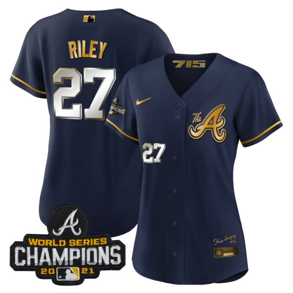 Women's Atlanta Braves Champions City Connect Gold Jersey - All Stitched - Image 33
