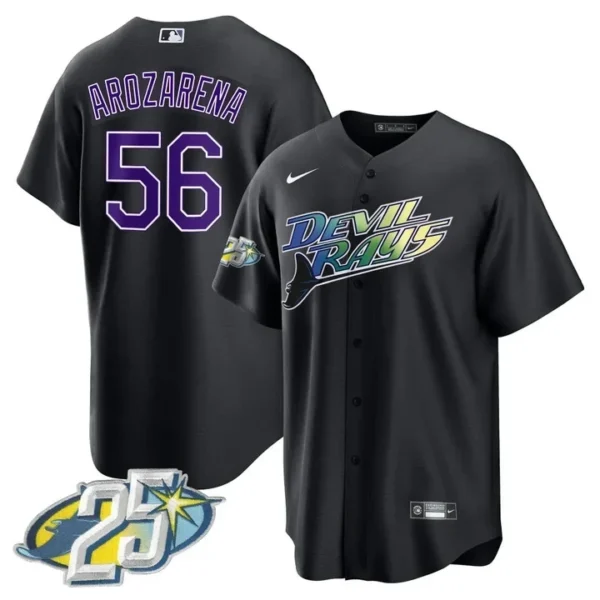 Randy Arozarena Tampa Bay Rays 25th Anniversary Black Jersey - All Stitched - Image 2