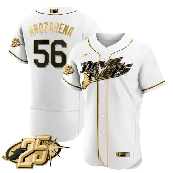 Randy Arozarena Tampa Bay Rays White Gold Jersey - All Stitched - Image 2