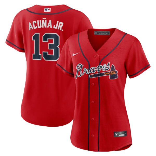 Ronald Acuna Jr. Atlanta Braves Red Jersey - All Stitched - Image 3