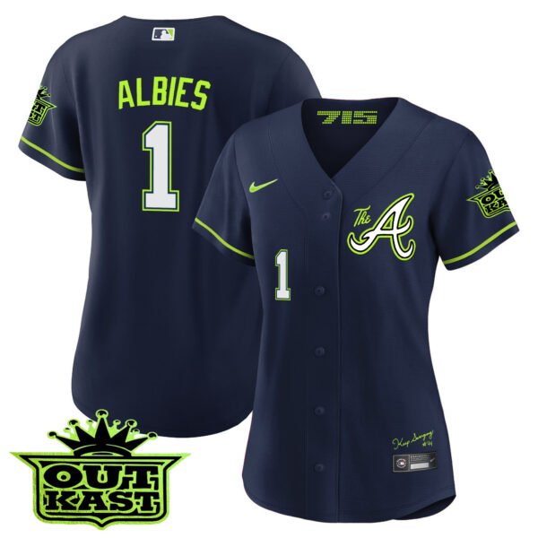 Women's Atlanta Braves Atliens The A Baseball Jersey - All Stitched - Image 7