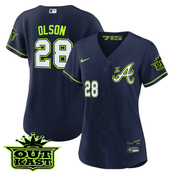 Women's Atlanta Braves Atliens The A Baseball Jersey - All Stitched - Image 6