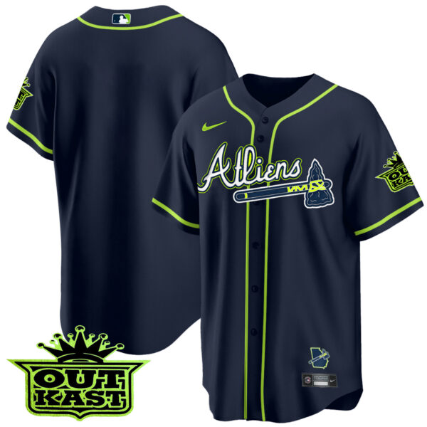 Men's Atlanta Braves Atliens Cool Base Jersey - All Stitched - Image 9