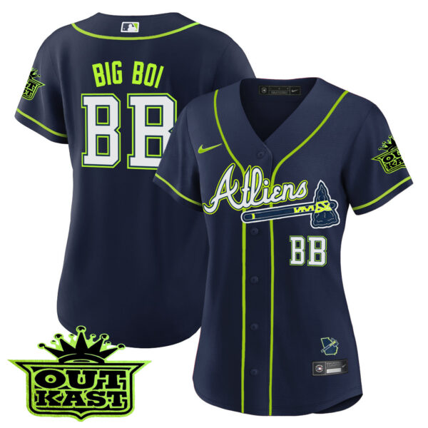 Women's Atlanta Braves Atliens Jersey - All Stitched - Image 8