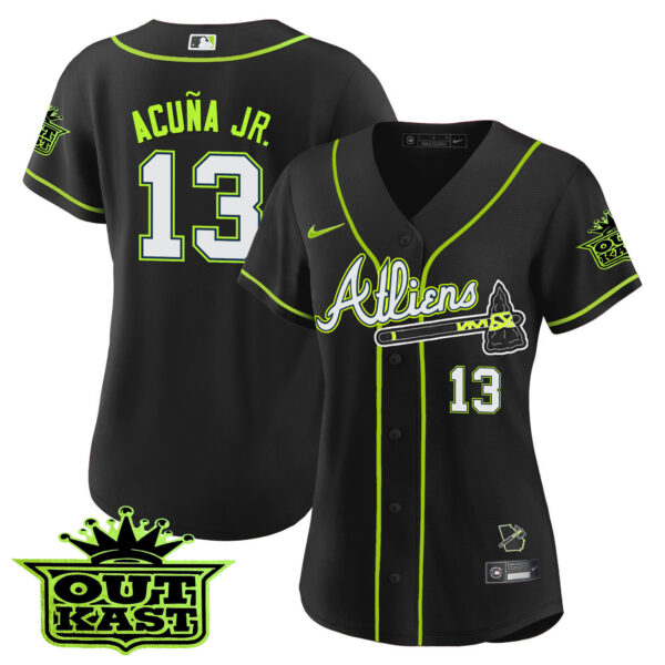Women's Atlanta Braves Atliens Jersey - All Stitched - Image 46