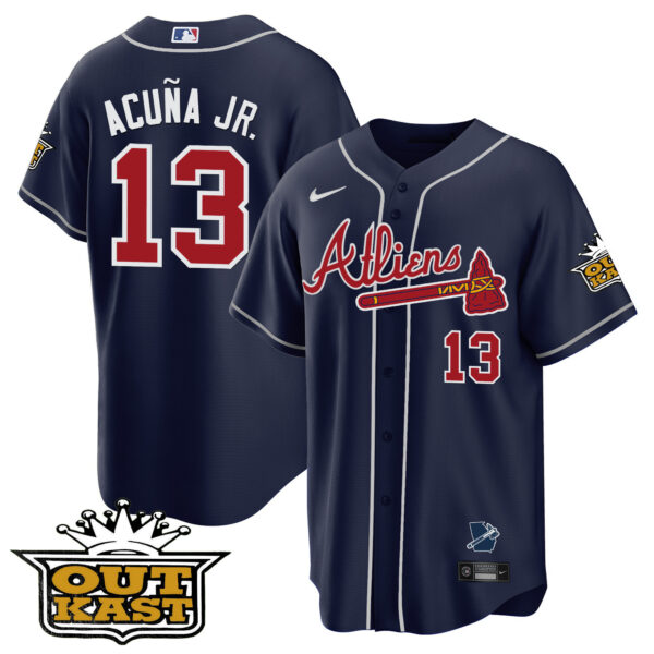 Men's Atlanta Braves Atliens Cool Base Jersey V2 - All Stitched - Image 46