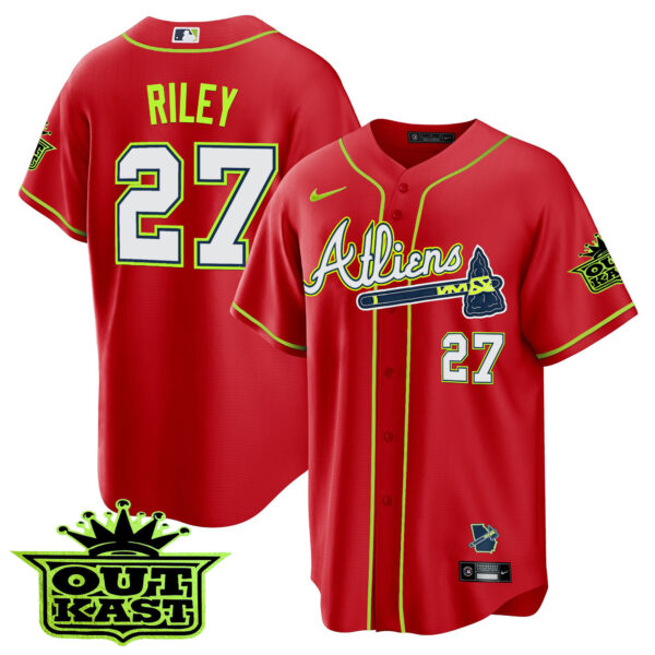 Youth's Atlanta Braves Atliens Cool Base Jersey - All Stitched - Image 41