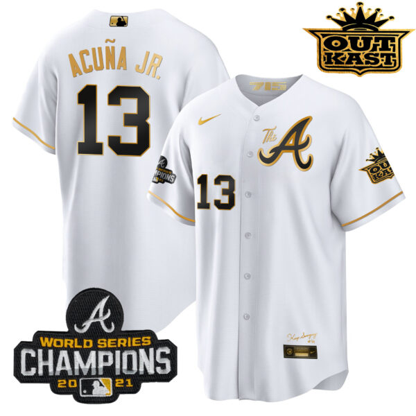 Men's Atlanta Braves Outkast Gold The A Cool Base Jersey – All Stitched - Image 10