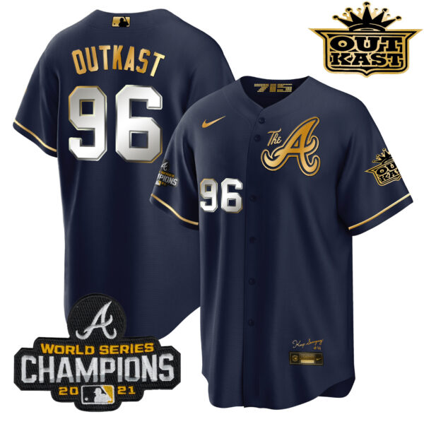 Men's Atlanta Braves Outkast Gold The A Cool Base Jersey – All Stitched - Image 20