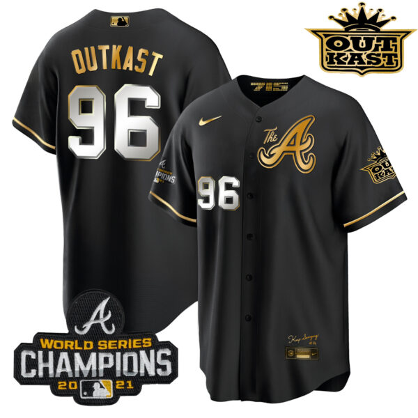 Men's Atlanta Braves Outkast Gold The A Cool Base Jersey – All Stitched - Image 2