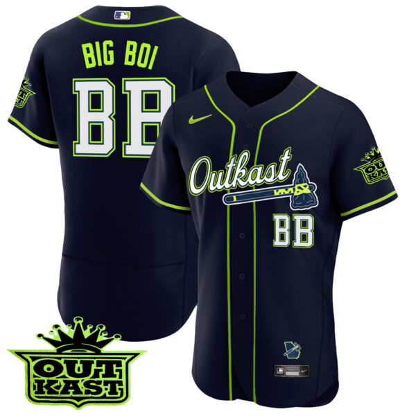 Men's Atlanta Braves Outkast Flex Base Jersey - All Stitched - Image 4