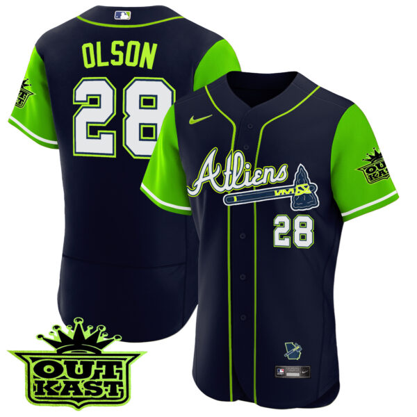 Men's Atlanta Braves Atliens Alternate Flex Base Jersey - All Stitched - Image 43