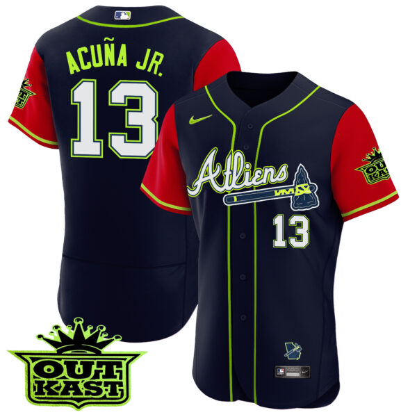 Men's Atlanta Braves Atliens Alternate Flex Base Jersey - All Stitched - Image 46
