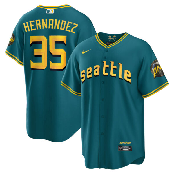Men's Seattle Mariners City Connect Cool Base Jersey - All Stitched - Image 19