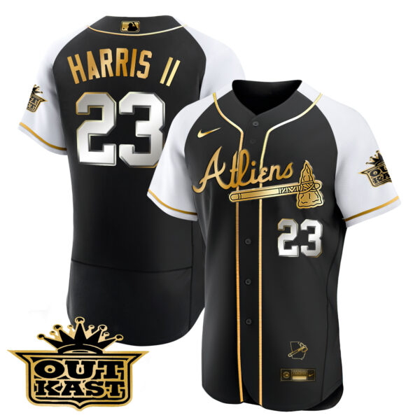 Men's Atlanta Braves Atliens Gold Alternate Flex Base Jersey - All Stitched - Image 15