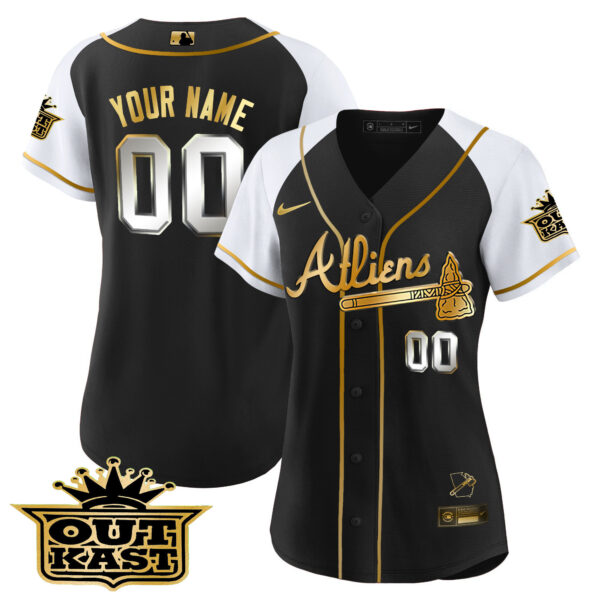 Atlanta Braves Atliens Gold Alternate Flex Base Custom Jersey - All Stitched - Image 8