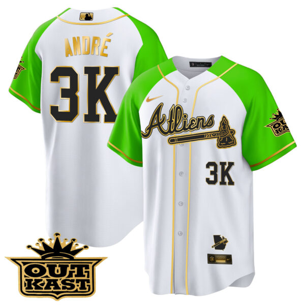 Men's Atlanta Braves Atliens Gold Alternate Cool Base Jersey - All Stitched - Image 30