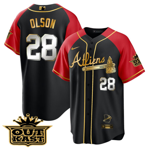 Men's Atlanta Braves Atliens Gold Alternate Cool Base Jersey - All Stitched - Image 25