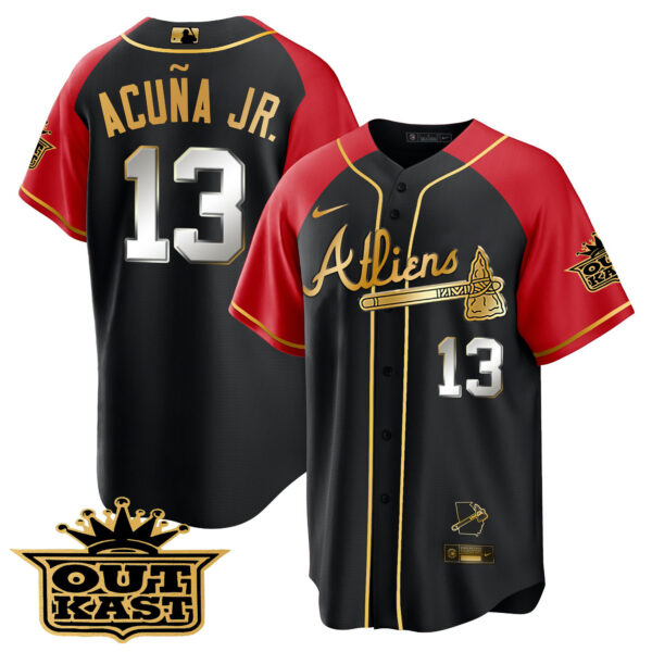 Men's Atlanta Braves Atliens Gold Alternate Cool Base Jersey - All Stitched - Image 19