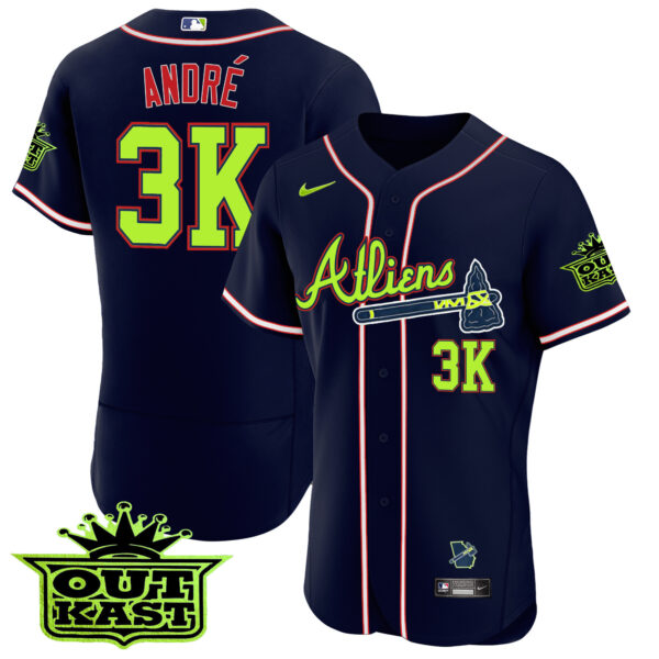 Men's Atlanta Braves Atliens Flex Base Jersey V3 - All Stitched - Image 3